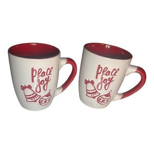 Peace Joy Coffee Cup Mug Bells Red White California Pantry